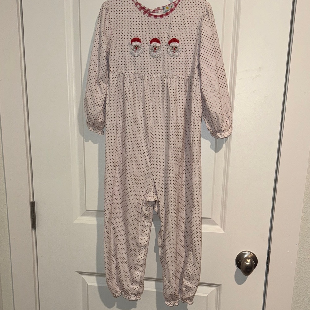 Polka Dot French Knot Santa Romper